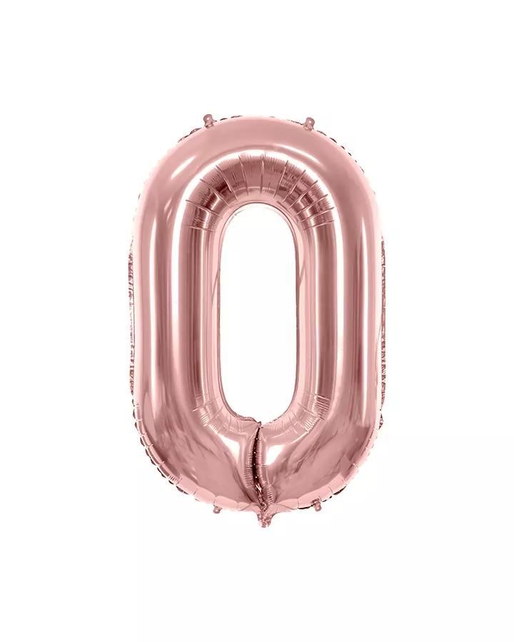 Fóliový balón číslo 0, ružovo-zlatý, 35 cm