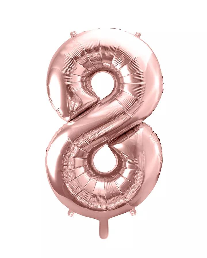 Fóliový balón číslo 8, ružovo-zlatý, 86 cm