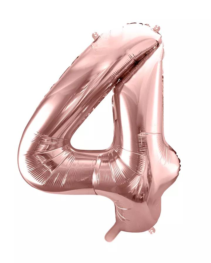 Fóliový balón číslo 4, ružovo-zlatý, 86 cm