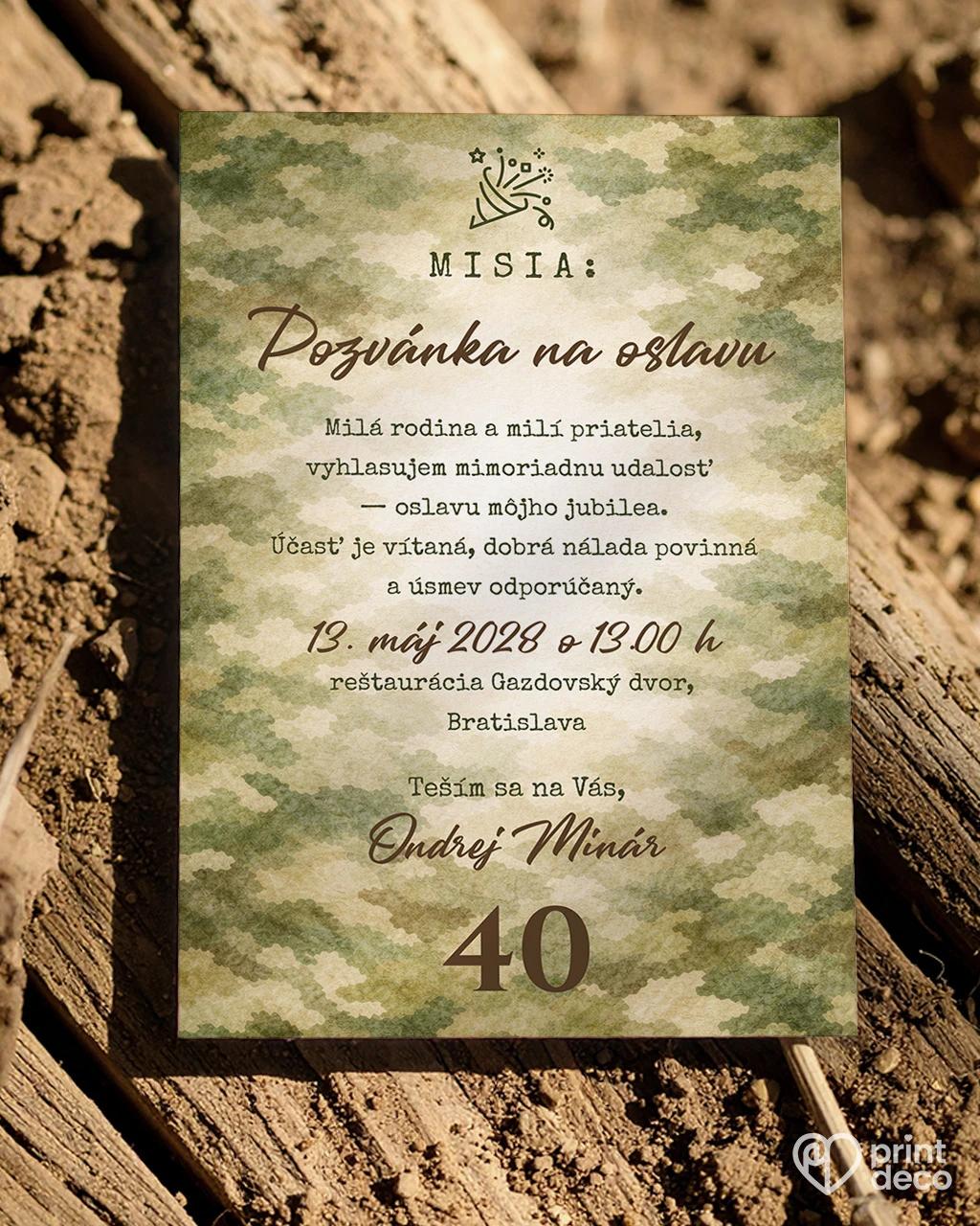 Pozvánka na narodeniny pre vojaka 03