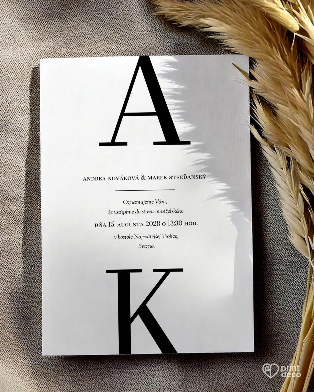 Svadobné oznámenie – Elegantný monogram 0/2